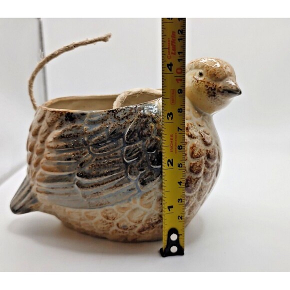 Vintage Pottery BIRD HEN String Twine Holder Folk Art Hand Painted - Picture 8 of 8